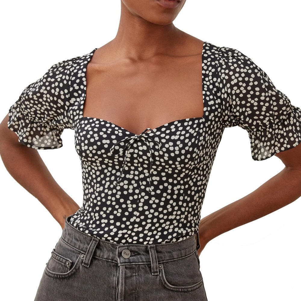 NWOT reformation ‘delevan’ ruffle sleeve top